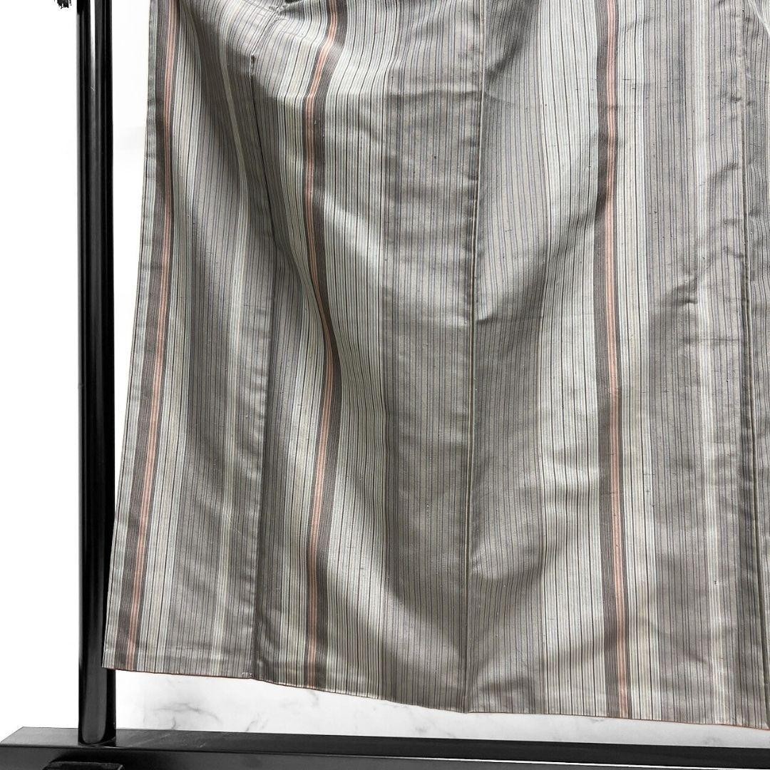Gray Kimono Small Pattern Pongee Vertical Stripes… - image 4