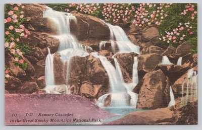 Ramsey Cascades Great Smoky Mountains National Park Vintage Postcard