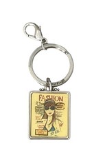 BRIGHTON Fashionista Art Key Ring/Fob-square- fashion art Paris NYC LA-model