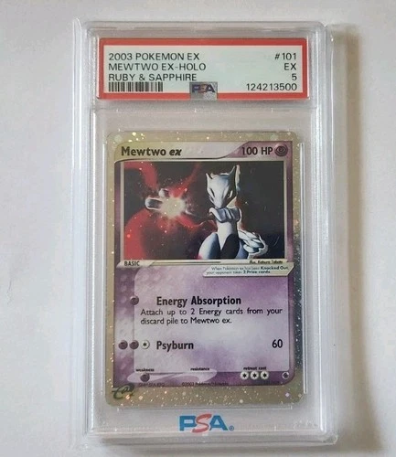 Pokémon Mewtwo EX TCG Holo Ultra Rare Card Ruby and Sapphire 101/109 PSA 5