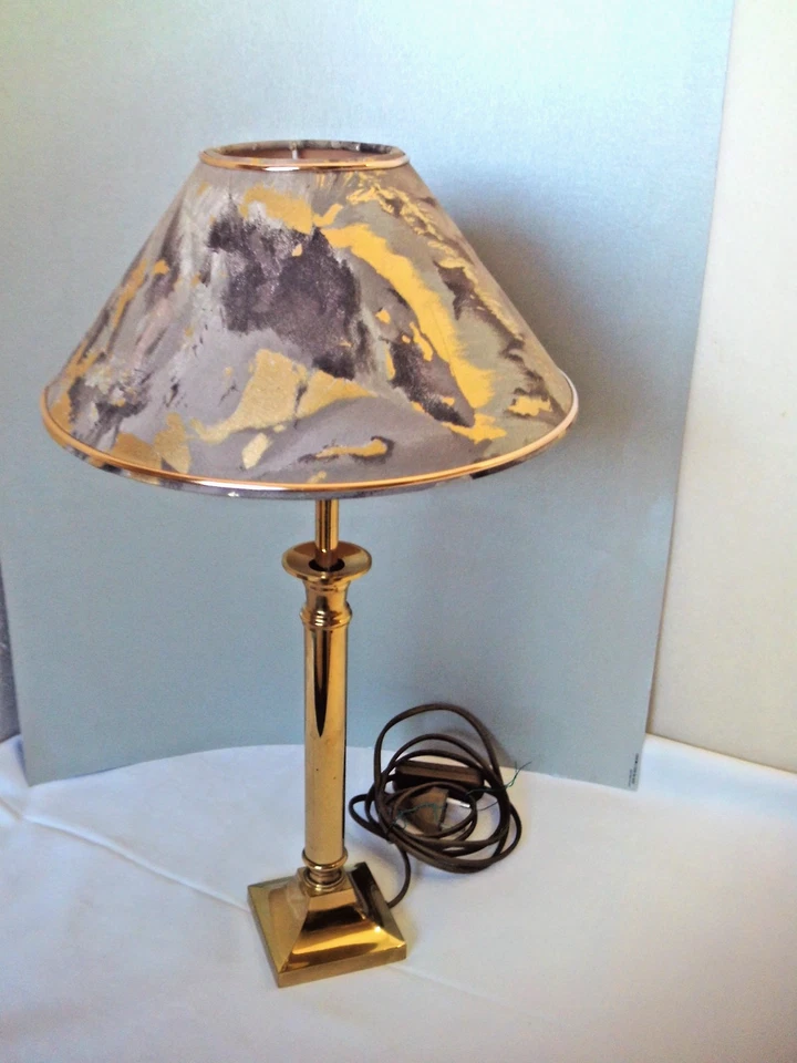Messing Tischlampe Vintage Tischleuchte Fenster Beistelltisch Lampe Antik Stil - Bild 2 von 4
