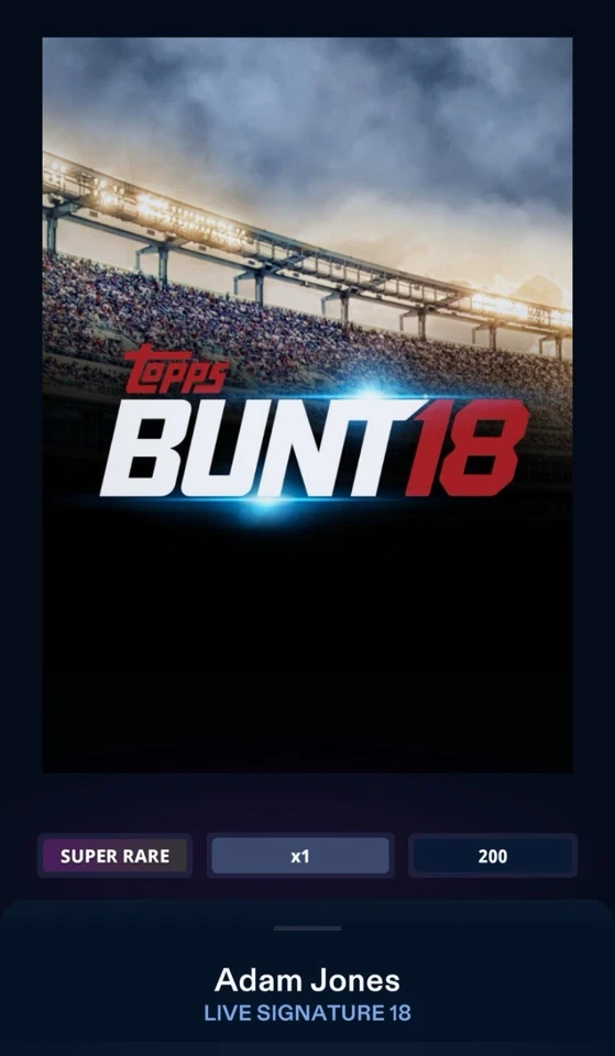 Topps Bunt Live Signatures 18 - Adam Jones 2018 ¡¡SÚPER RARO!! TARJETA DIGITAL 200CC Foto 3 de 4