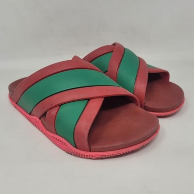 Gucci Sandals EU35 US5 Red Green Web Stripe Slides Crisscross
