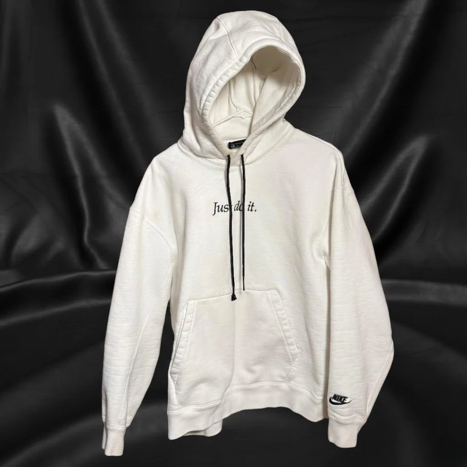 Sudadera con Capucha Nike Just Do It Para Mujer Mediana Blanca Pullover Sudadera Bolsillo Canguro Foto 2 de 4