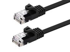 Cat5e Ethernet Patch Cable RJ45 FlatStranded 350Mhz UTP Copper 30AWG 7ft Black