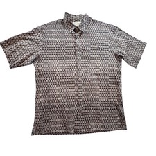 Tori Richard Mens Large Cotton Lawn Short Sleeve Button Up Shirt Geometric USA