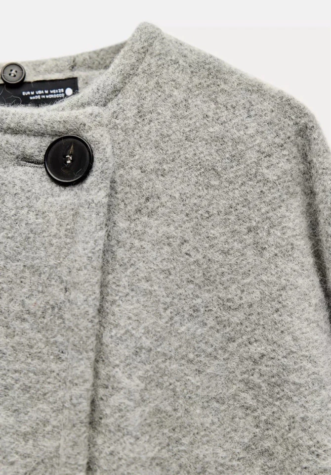 Zara Alpaca Wool Blend Scarf Cape Coat Grey Size M 9947/613 RRP £179.99 - Image 4 of 4