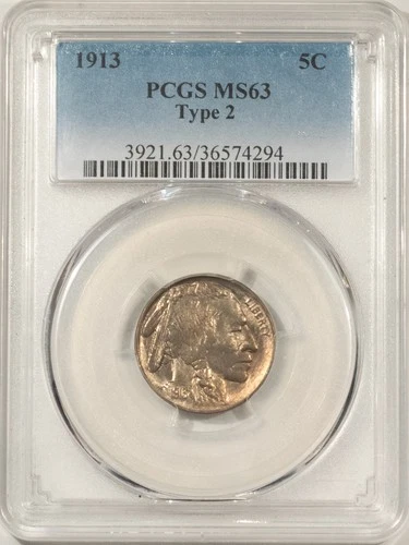 1913 TYPE 2 BUFFALO NICKEL - PCGS MS-63, FLASHY & CHOICE!