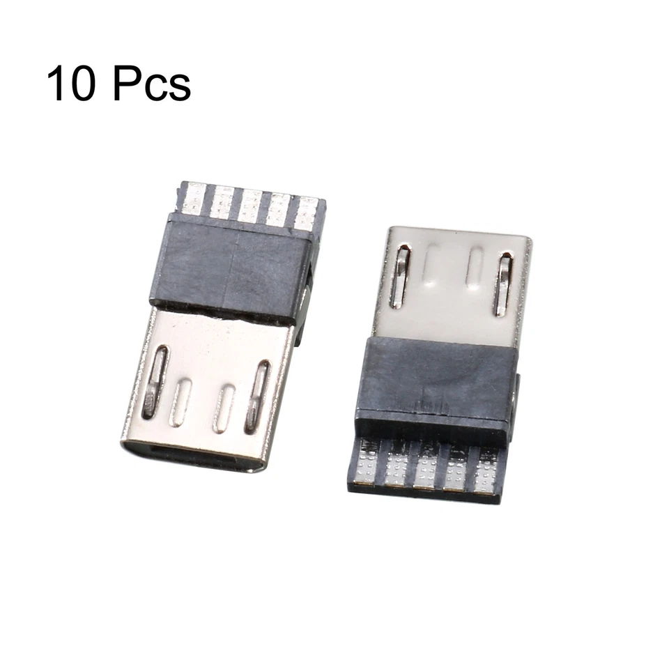 10Pcs Micro USB Jack Socket Device Jack Port Connector Type B Male 5 Terminal - Image 2 of 4