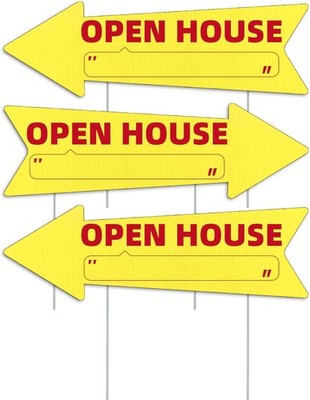Open House Yellow Arrow Yard Signs with Stakes-16 x 5 in Double Sided Open Ho...