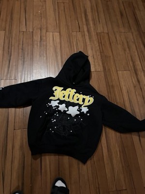 sp5der Black Pullover Hoodie Size S Long Sleeve Stars Graphic Print