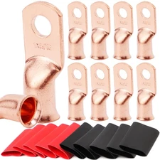 TKDMR 10pcs 1 AWG-5/16 Battery Lugs,Heavy Duty Wire Lugs,Ring Terminals,Batte...