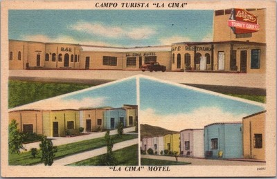 Vintage Chihuahua, MEXICO Postcard ''CAMPO TURISTA LA CIMA'' Motel Roadside LINEN