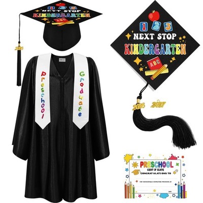 4 PCS Kindergarten Preschool Graduation Cap Gown 2026 Tassel Stole Toddler