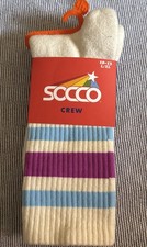 SOCCO Adult Sz L/XL 10-13 Vintage Striped Crew Tube Socks Blue Purple NWT