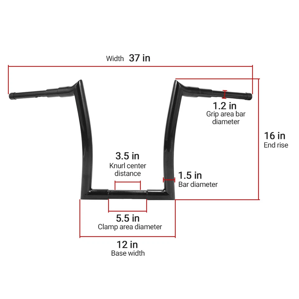 Handlebar 16" Rise 1.5" Meat Hook Ape Hanger Bar For Harley Road Glide 2015-2023 Foto 2 de 4