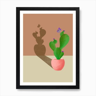 Kaktus Schatten Kunstdruck gerahmt Wandbild Poster Leinwanddruck Bild