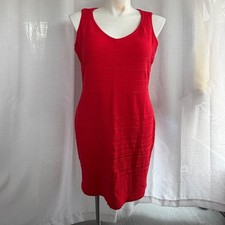 St. John Knit Dress Size 16 Cherry Red Sleeveless Preppy Coastal Classic Chic