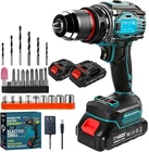 21V Cordless Power Drill/Driver Set, Electric Power Drill Set with 2 Battery & C
