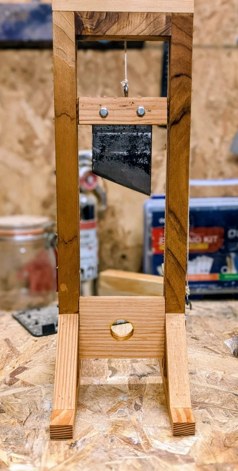 Handmade Wooden Guillotine 12-14 Inch Tall With Hand forged Blade (Unsharpened) - Image 3 of 4