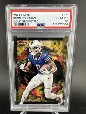 #ad #ad 2024 Topps Finest Keon Coleman Oil Spill Refractor PSA 10 POP 1 20 RC #271 $99.99