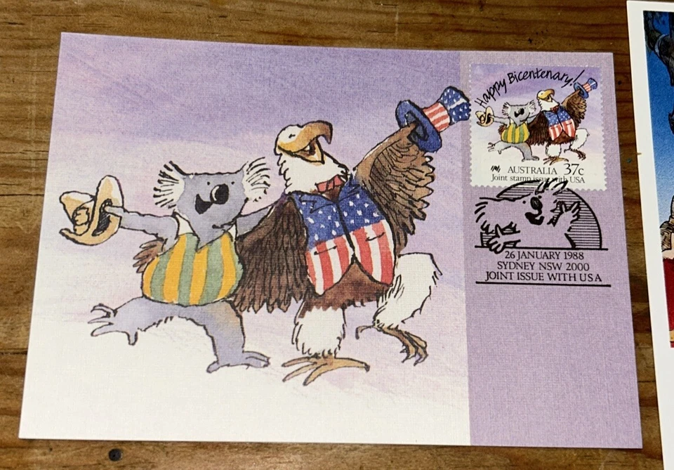 Australia FDC 1988 Happy Bicentenary Koala Eagle First Day Card Lot Of 2 - Image 2 of 4