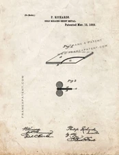 Cold Rolling Sheet Metal Patent Print Old Look