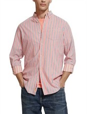 sCOTCH  SODA Amsterdam Men's Dobby Stripe Roll Up Sleeves Button Down Shirt XL