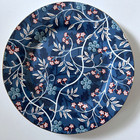 Grace Teaware Porcelain Salad Plates 8" Blue & White Floral Vines Gold Trim New