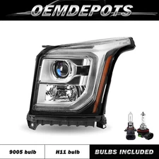 For 2015-2020 GMC Yukon Halogen w/ LED DRL Chrome Clear Headlight LH Driver Side