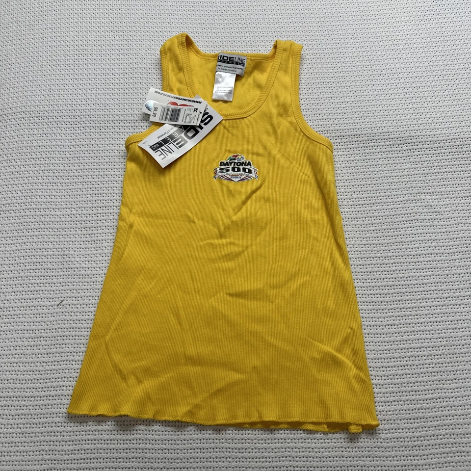 Camiseta sin mangas Daytona 500 2004 vintage acanalada talla grande amarilla nueva con etiquetas Foto 2 de 4