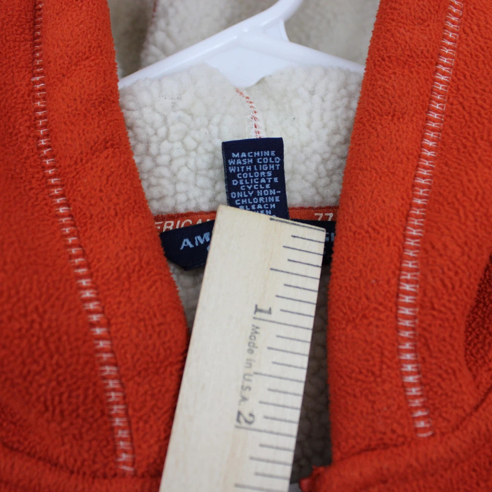 Sudadera con capucha polar con cremallera completa sin mangas American Eagle para mujer, talla mediana naranja Foto 4 de 4