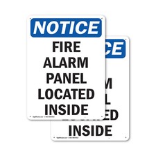  2 Pack Fire Alarm Panel Located Inside OSHA Notice Sign Decal Metal Plastic