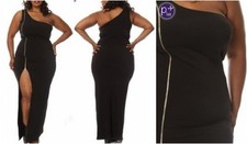 PLUS STYLISH ZIPPER ONE SHOULDER BODYCON OPEN LEG SEXY COCKTAIL DRESS NEW 1X 3X