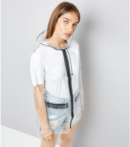 Black Clear Raincoat Anorak Size 