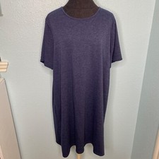 Botanique Women Plus Size 1X Blue Short Sleeve Knee Lenght Shift Dress