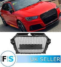 AUDI A3/S3 8V RS3 STYLE HONEYCOMB MESH FRONT GRILLE GLOSS BLACK 2012-2015