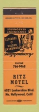 Matchbook Cover - Ritz Motel North Hollywood CA