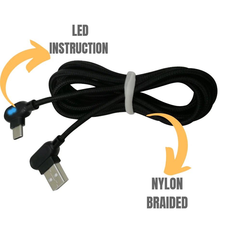 3 Pack Type A To USB C Cable 90 Degree Right Angle Fast Charger Cord For Samsung - image 2 of 4