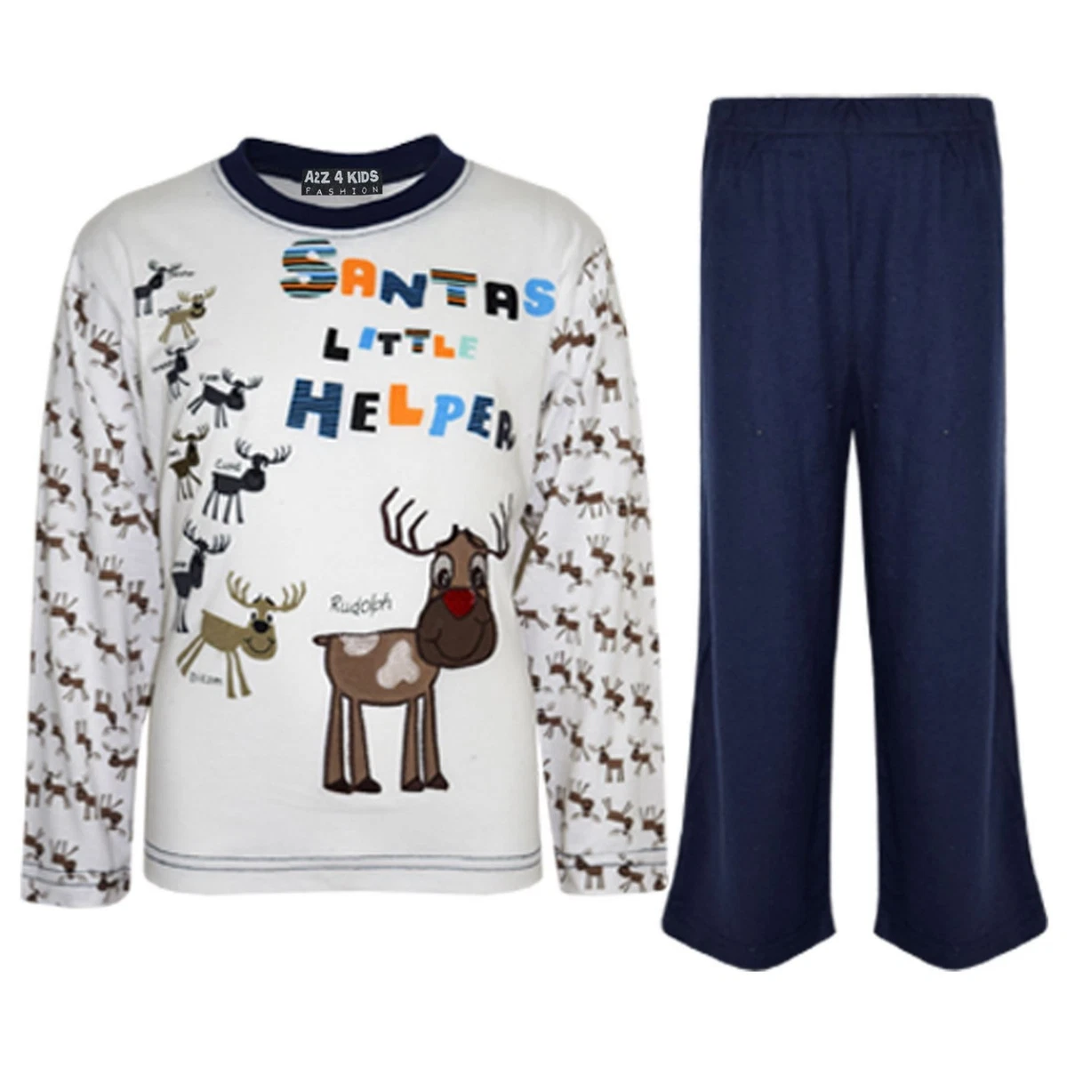 Little Hand Set pigiama natalizio per ragazzi e ragazze, motivo renna, in cotone, a maniche lunghe, per bambini, unisex, per bambini e bambine, abbigliamento da notte per bambini da 1 a 7
