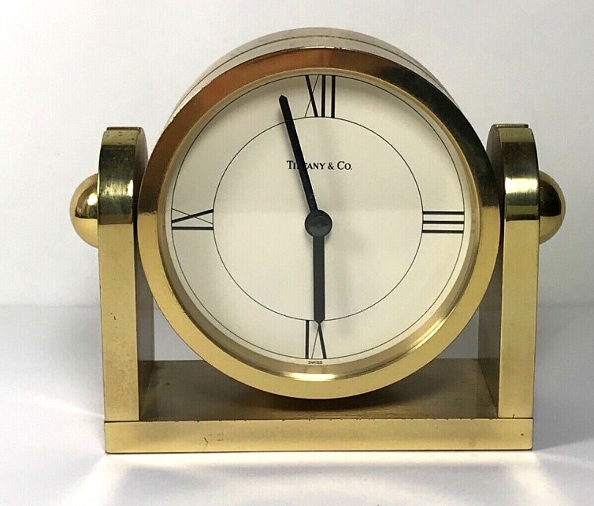 Tiffany & Co Desk Clock Swiss made Gold Tone Working | eBay