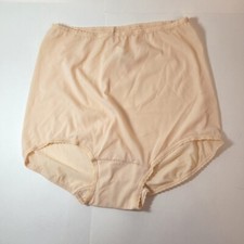 Vtg PANTIES Bali High Waist Skimp Skamp Granny 2633 Sissy L 8 Nylon Tan Nude