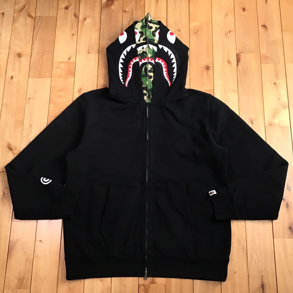 bape abc camo shark full zip hoodie black