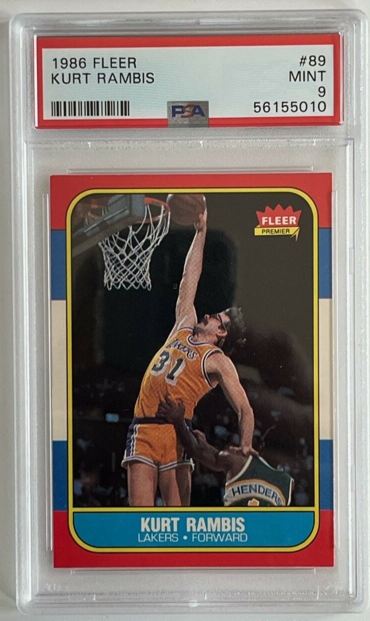 1986 Fleer #89 KURT RAMBIS PSA 9 MINT; Los Angeles Lakers; Showtime