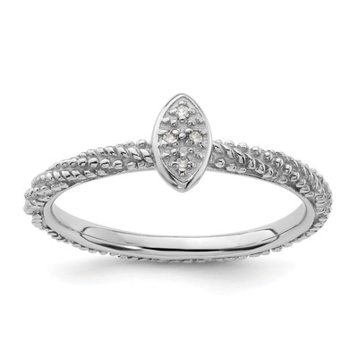 Massiver Sterlingsilber Diamant stapelbare Ausdrücke strukturierter Ring