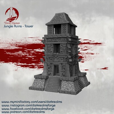 Jungle Ruins Tower Dark Realms Fantasy Tabletop Gelände, Wargaming 28mm