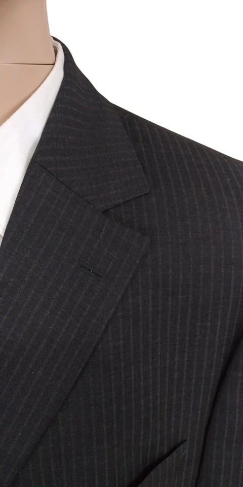 Hugo Boss Scorsese Movie Two Piece Gray Virgin Wool Stripe Suit 48R Pants 42X30 - Image 3 of 4
