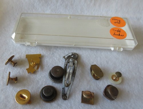 Vintage / Old Estate Lot Of Old Cufflinks & 1 Hair Clip, Pins As Pictured w/Case - Picture 9 of 11