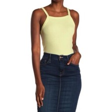 BP. Picot Trim Cotton Blend Rib Bodysuit In Green Luminary Size XXS