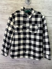 Tommy Bahama Flannel Kids XXL 16 Black White Biffalo Check Sherpa Lined